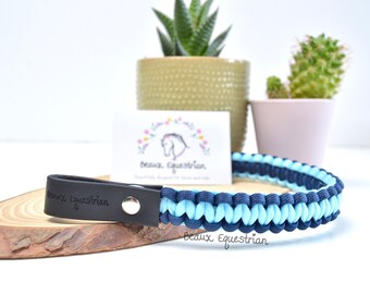 Reversible Paracord Browband: Navy & Crystal Blue, Colourful Horse Tack
