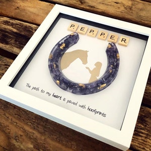 Personalised Horse Girl Equestrian Keepsake Frame | Horse Riding Gift | Equestrian Present | Framed Resin Horseshoe Quote Ornament