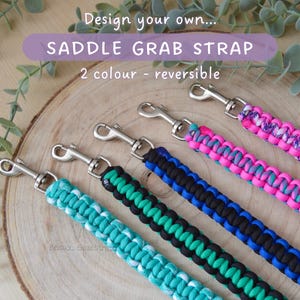 Correa de paracord para sillín hecha a mano: asa de equilibrio ecuestre, accesorio colorido para montar a caballo.