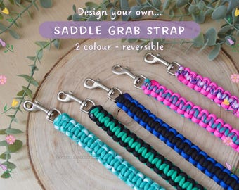 Handmade Paracord Saddle Grab Strap: Equestrian Balance Handle Colourful Tack Horse Riding Aid