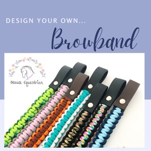 Reversible Paracord Browband Custom Made Colourful Handmade Equestrian Browband Vegan Synthetic Leather