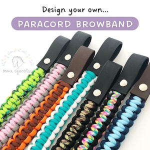 Reversible Paracord Browband Custom Made Colourful Handmade Equestrian Browband Vegan Synthetic Leather