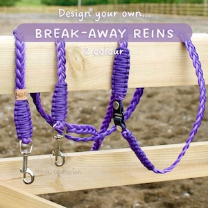 Braided Paracord Break-Away Reins: Custom 2 Colour Equestrian Horse Tack