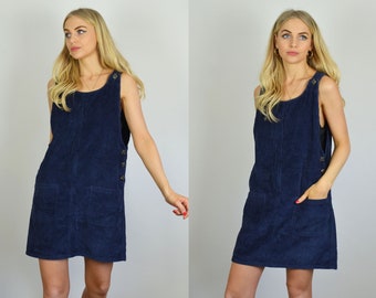navy blue dungaree dress