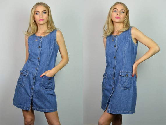 button through pinafore dress