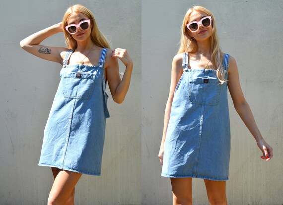 light blue dungaree dress