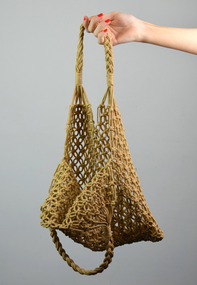 Retro Brown String Net Reusable & Sustainable Tote Bag Etsy
