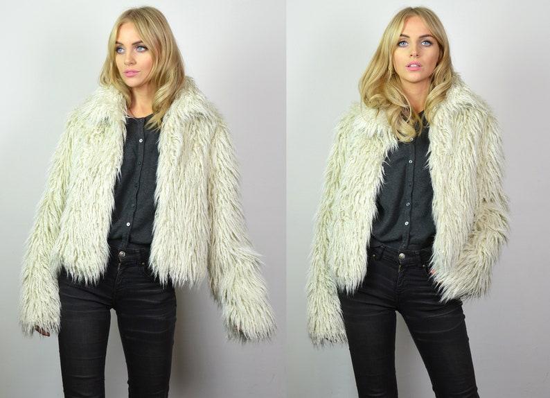 white fur cropped jacket