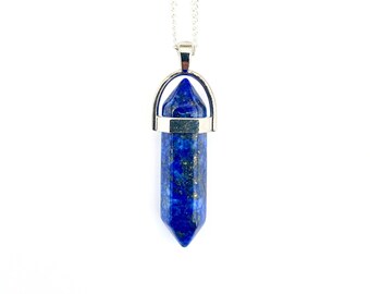 Dainty Lapis Lazuli Round Drop Charm Pendant Lapis Lazuli or Amazonite Pendant Necklace Tiny Lapis Lazuli Necklace Lapis Lazuli Necklace