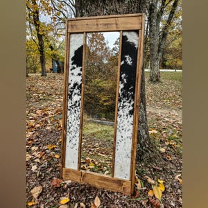 Full Length Hanging Hide Mirror, Cow Hide Mirror, Western Style Full Length Mirror