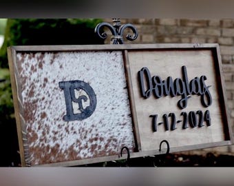 Cowhide Western Wedding Sign, Custom Family Name, Unity Ceremony