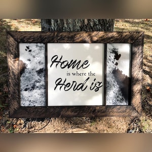 Custom Cowhide Wall Decor, Western Home Decor, Cowhide Sign, Western Wall Art