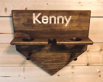 Mensola da baseball personalizzata, porta guanti e mazze, decorazione per la cameretta dei bambini