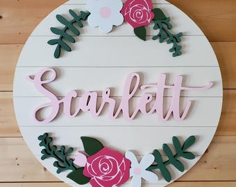 Custom Floral Name Sign – 3D Nursery Decor, Baby Girl Room