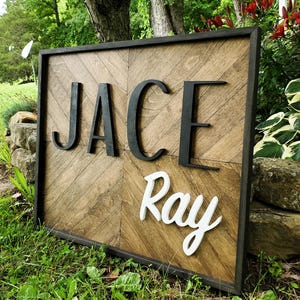 Targa personalizzata con nome per neonati / Targa in legno per cameretta / Targa con nome in lettere 3D / Decorazione murale rustica per cameretta / Regalo personalizzato per neonati / Targa per cameretta