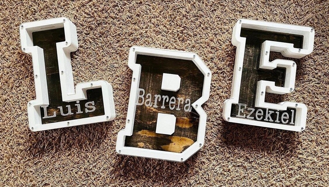 Coin Bank Lettering Personalized Wooden Letter Piggy Bank, Engraved Coin Bank, Kids ...