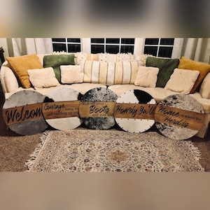 Western Home Decor, Cowhide Sign, Cowhide, Western Style Home Decor