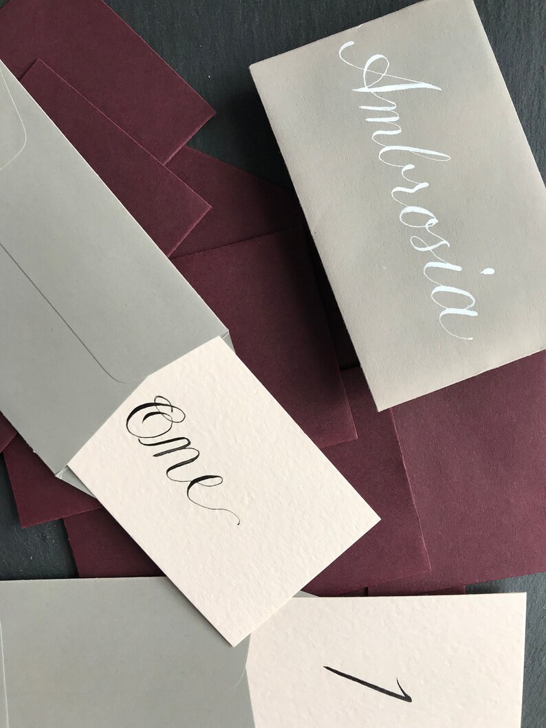 Escort Cards With Mini Envelopes Calligraphy Place Cards Etsy