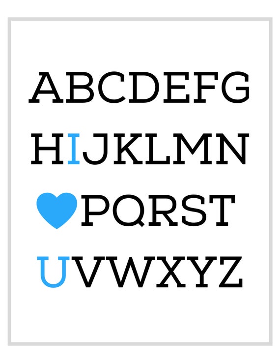 ABC I Love You Printable Blue & Pink 8x10 - Etsy
