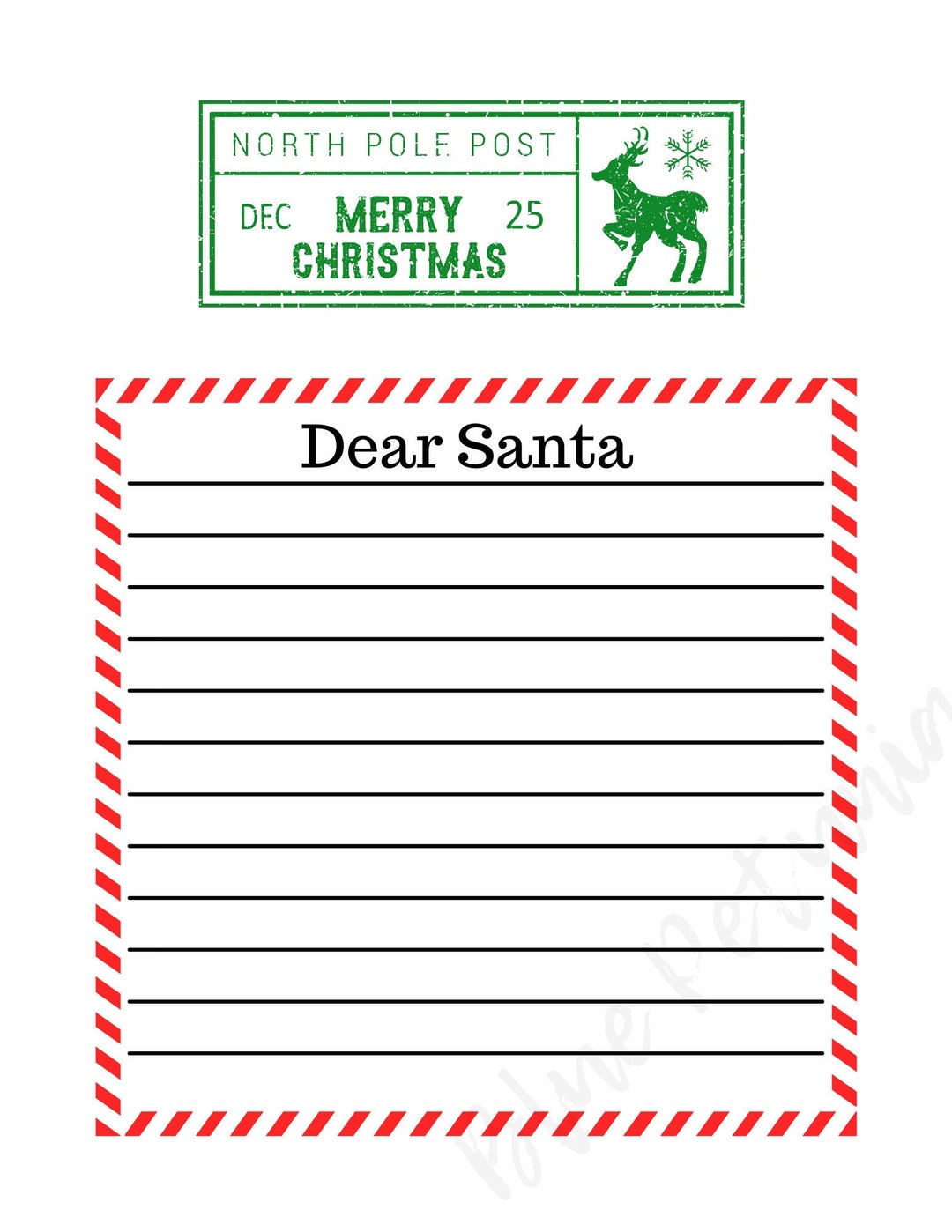 Letter to Santa Stationary Printable 8.5x11 Etsy