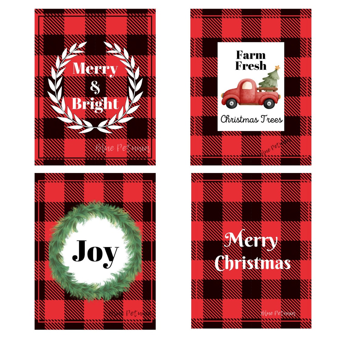 Buffalo Check Christmas Printable Art 4 Designs - Etsy
