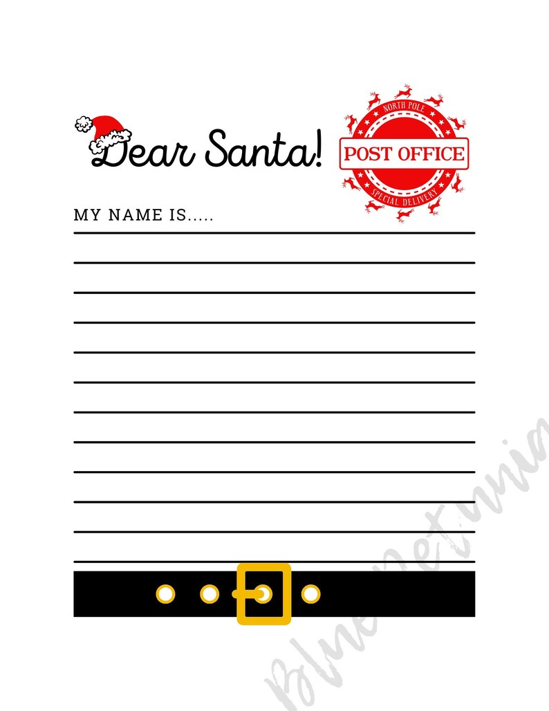 Letter to Santa Stationary Printable 8.5x11 Etsy