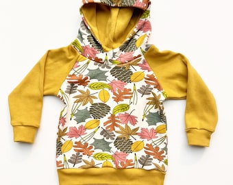 Organic Cotton | Kids Hoodie | Gender Neutral | Hedgehog | Fall Leaves | Woodland | Fall Outfit