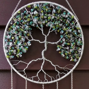 Mother's Day Family Tree of Life Sun Catcher- Customizable Birthstone, Handmade Light Catcher Window Ornament, Memorial Gift