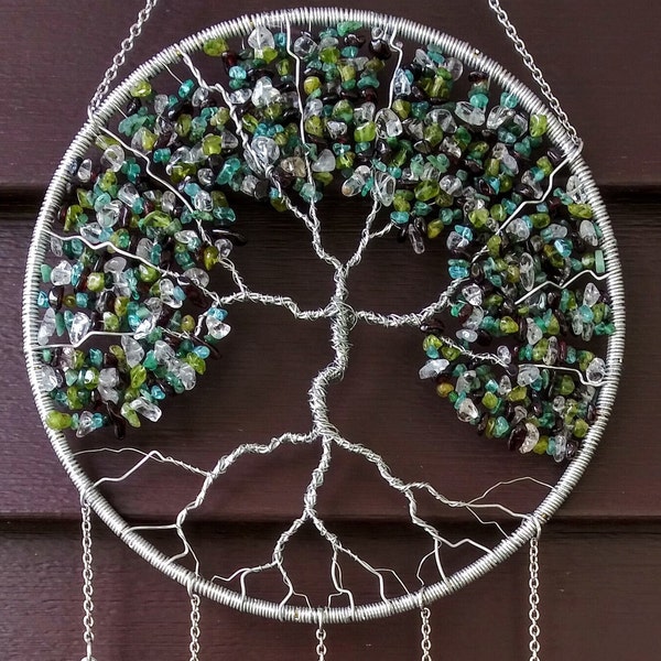 Family Tree of Life Sun Catcher- Customizable Birthstone, Handmade Light Catcher Window Ornament, Mother's Day, Memorial Gift