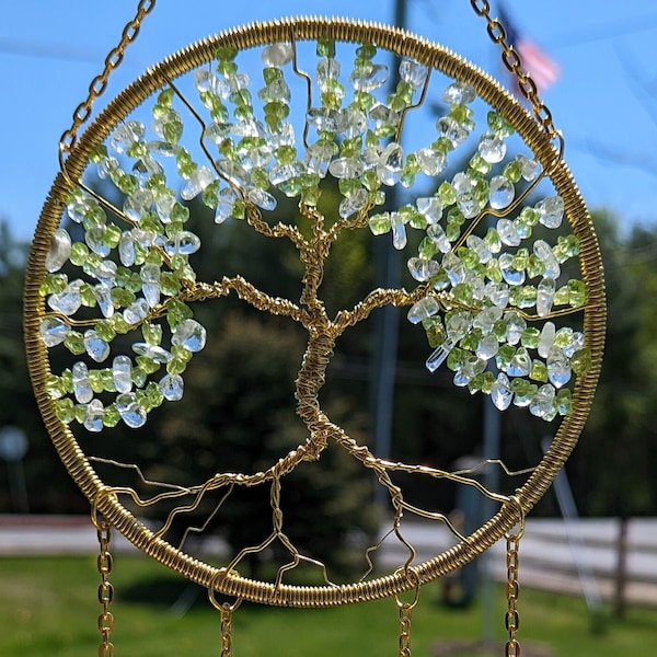 Peridot Crystal August Birthstone Sun Catcher- Leo, Virgo, Handmade, Light Catcher, Treat of Life Window Ornament