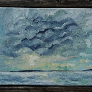 Overcast : 8&quot;x10&quot; Oil Painting in Hand-Crafted Rustic Wood Frame
