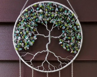 Mother's Day Family Tree of Life Sun Catcher- Customizable Birthstone, Handmade Light Catcher Window Ornament, Memorial Gift