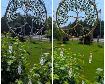 Emerald Tree of Life Sun Catcher Gift Set: May Birthstone Car Charm, Keychain & Zodiac Bracelets