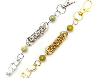 Peridot August Birthstone Chainmail Keychain