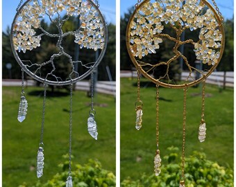 Citrine Tree of Life Sun Catcher Gift Set: November Birthstone Car Charm, Keychain & Zodiac Bracelets