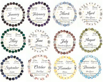 Birthstone Bracelet Bundle: Crystal and Onyx with Zodiac Charms