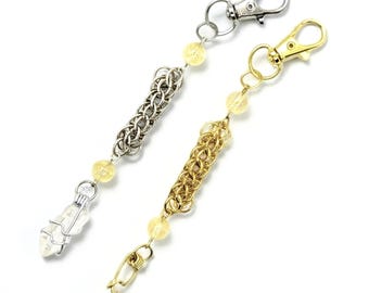 Citrine November Birthstone Chainmail Keychain