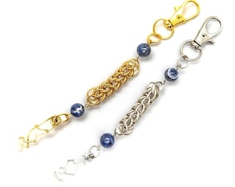 Sodalite September Birthstone Chainmail Keychain
