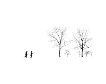 Snowy Walk - Black and White