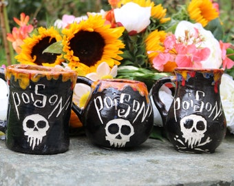 FLLETY Tazza da caffè, tazza da tè, tazza da caffè, tazza da viaggio in ceramica, tazza a forma di borsa con piattino e cucchiaio, tazze di Halloween con scatola regalo per le