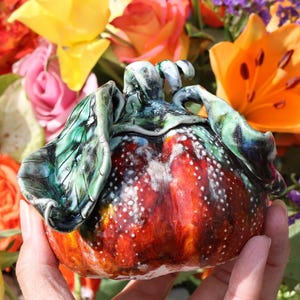 Handmade Ceramic Pumpkin: Small Pottery Harvest Decor