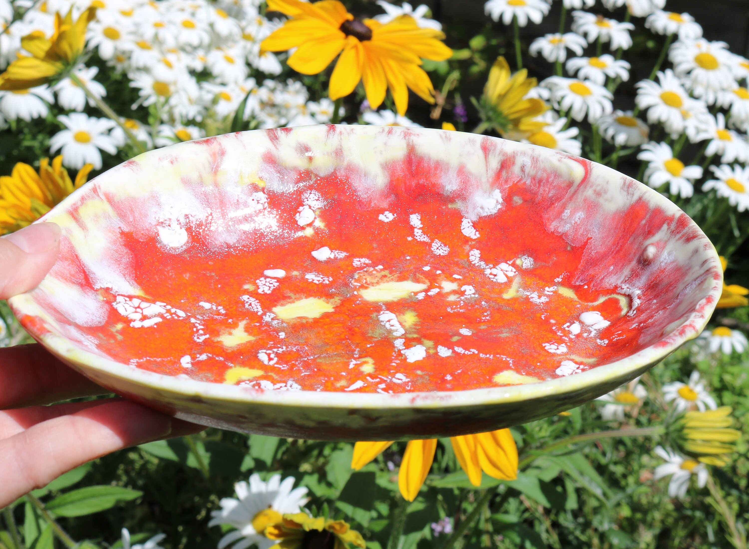 Bright orange hand made ceramic shallow dish orange platter Etsy