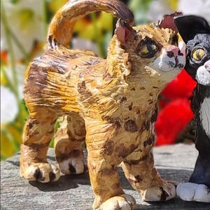 Hand sculpted porcelain cat figurine, tabby cat, cat art, ornamental cat, hand painted cat sculpture, kitten sculpture, tabby cat sculpture