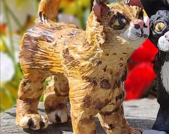 Hand-Sculpted Porcelain Tabby Cat Figurine: Hand-Painted Cat Art, cat portrait, cat memorial, gotcha day