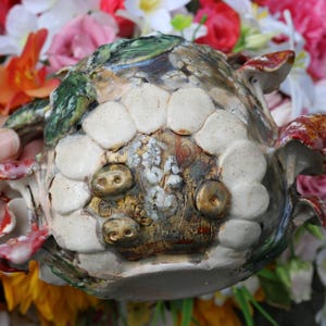 Hand made ceramic fairy door pot with mushrooms, mushroom pot, fairy door, faerie door, fantasy pottery, toadstool planter, fairycore, art