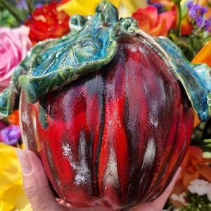 Hand Sculpted Ceramic Halloween Pumpkin: Gothic Fall Decor