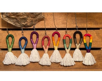 Keyhole Tassel Fan or Light Pull, each with ball chain and connector. Custom colors by request