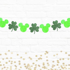 Party Supplies  , Disney inspired Mickey shamrock lucky saint patrick day st patty banner st patricks mantle, disney she wants the d