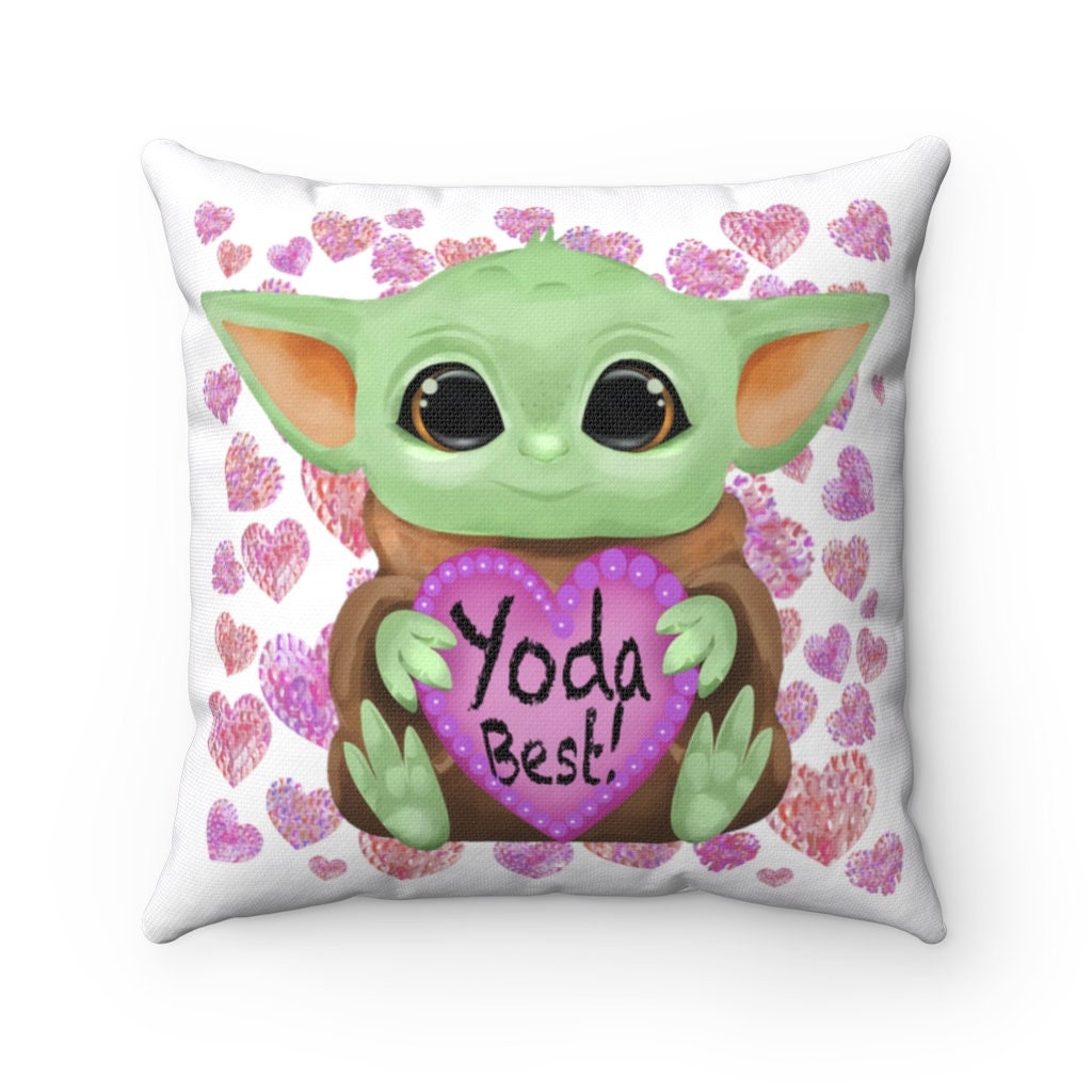 Baby Yoda Pillow Yoda Best Sweetheart Grogu Pink Hearts Etsy