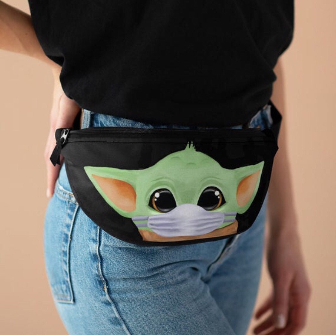 Baby Yoda Fanny Pack Black Purse Bag Baby Yoda Gift Bag Etsy